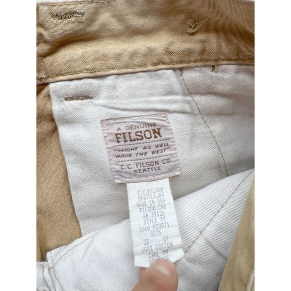 Vintage FILSON Tan Cotton Oil Finish Single Tin Cloth Canvas Work Pants, Size 28 - Picture 15 of 16
